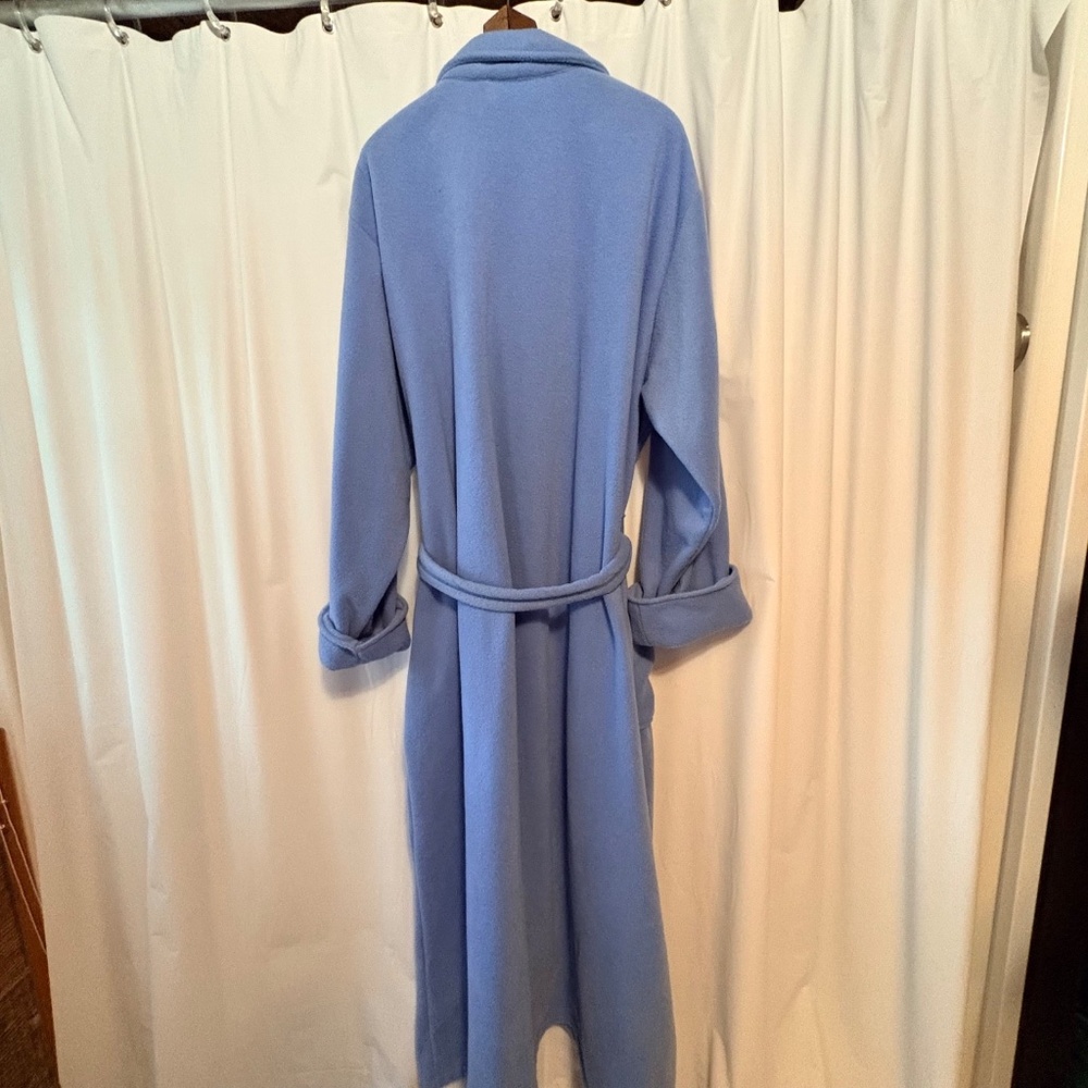 LL Bean Women's Winter Fleece Belted Wrap Robe Long Housecoat Blue 3XL - Picture 3 of 9